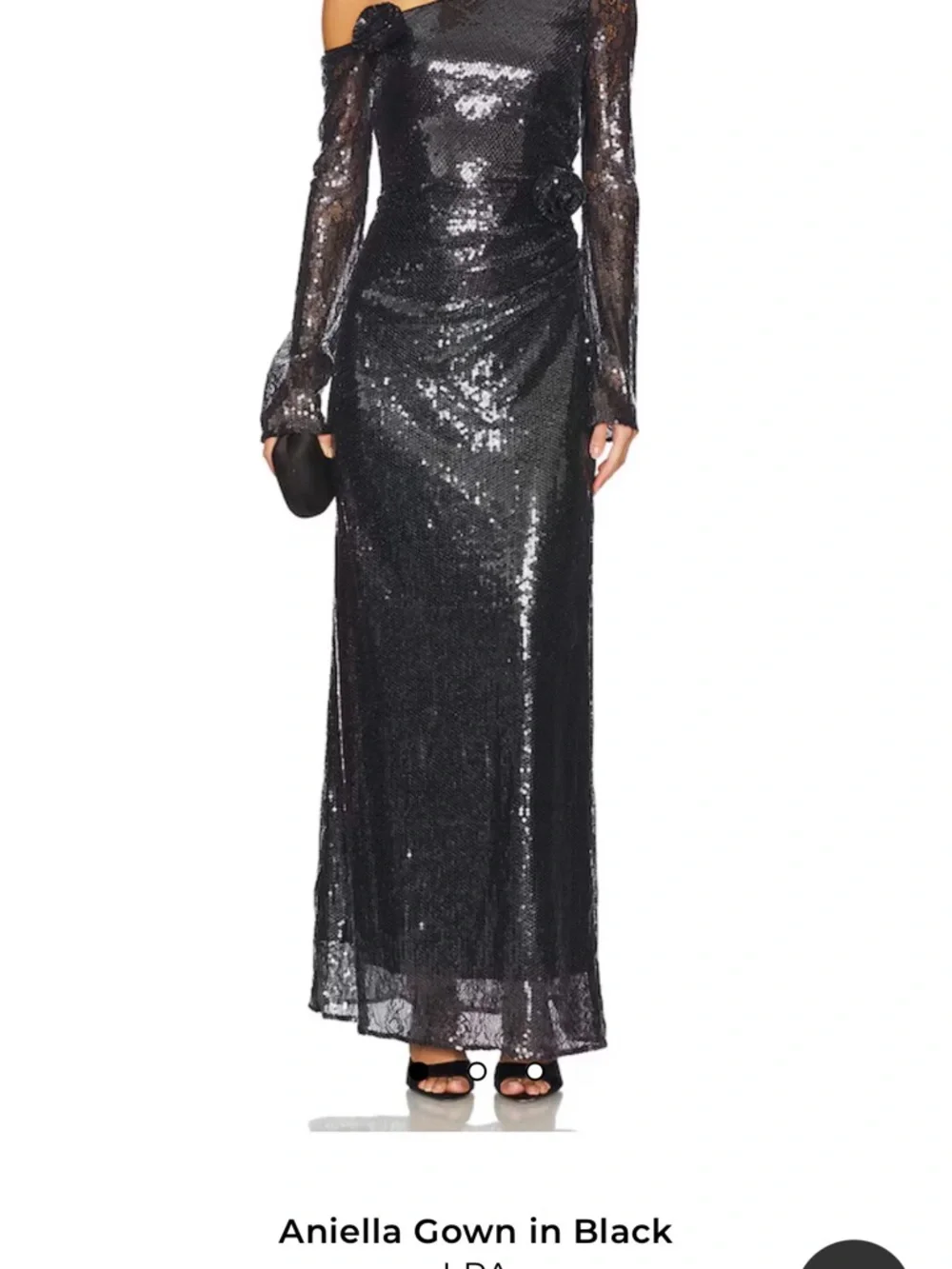 LPA Black Sequin Long-Sleeve Draped Gown - Picture 12 of 12